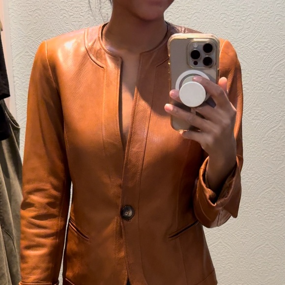 Lafayette 148 New York Tailored Leather Jacket - Picture 6 of 6